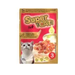 อาหารแมว Super Cat ซุปเปอร์แคท อาหารเปียกแมว ขนมแมว เพ้าซ์แมว คุณภาพสูง เพิ่มทอรีน โอเมก้า3 อร่อยดีต่อสุขภาพ ซอง70g