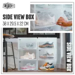 Clip Pac Sneaker Pac, 6 boxes, SIDE view, strong side, stacked in 2 colors.