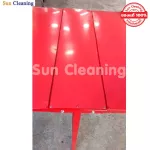 Sun Brand โต๊ะพับเหล็กแผ่นเมทัลชีท สีแดง ขนาด 75x180x75 ซม. โต๊ะพับ โต๊ะขายของ โต๊ะวางของ