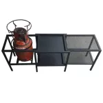 Sun Brand เซ็ตเตาตั้งแคมป์ 3ขาปิกนิก+ตะแกรง เซ็ตC สีดำ พ่นสีกันสนิมอย่างดี ขนาด 34x116x40 ซม. โต๊ะแคมป์ โต๊ะปิกนิก