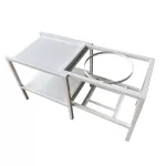 Sun Brand เซ็ตเตาตั้งแคมป์ 2ขาปิกนิก เซ็ตA สีขาว พ่นสีกันสนิมอย่างดี ขนาด 34x79x40 ซม. โต๊ะแคมป์ โต๊ะปิกนิก