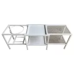 Sun Brand เซ็ตเตาตั้งแคมป์ 3ขาปิกนิก+ตะแกรง เซ็ตC สีขาว พ่นสีกันสนิมอย่างดี ขนาด 34x116x40 ซม. โต๊ะแคมป์ โต๊ะปิกนิก