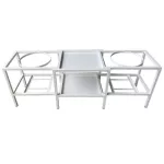 Sun Brand เซ็ตเตาตั้งแคมป์ 3ขาปิกนิก+ปิกนิก เซ็ตD สีขาว พ่นสีกันสนิมอย่างดี ขนาด 34x116x40 ซม. โต๊ะแคมป์ โต๊ะปิกนิก