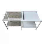 Sun Brand เซ็ตเตาตั้งแคมป์ 2ขาตะแกรง เซ็ตB สีขาว พ่นสีกันสนิมอย่างดี ขนาด 34x79x40 ซม. โต๊ะแคมป์ โต๊ะปิกนิก