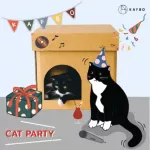 KAFBO CUBE CAT PARTY Sticker กล่องบ้านแมว สติ๊กเกอร์ลายแมวสีดำ