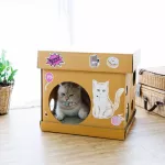 KAFBO CUBE THE GINGER CAT STICKER กล่องบ้านแมว สติ๊กเกอร์ลายแมวสีทอง