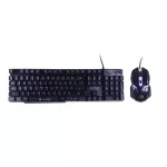 MARVO KM406 Set SEMI Mechanical Keyboard+Mouse ชุด คีย์บอร์ด + เมาส์ ไฟ 3 สี (สีดำ)