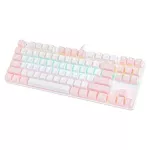 K100 87 Keys Green Backlight Wired Usb Mechanical Keyboard Pink Gaming Girl Keyboard Abs Wear-Resistant Mechanical Keyboard