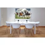 รูปม้ามงคล 8 ตัววิ่งบนทุ่งหญ้า รูปม้ามงคลติดผนัง รูปม้าปรับฮวงจุ้ย เรียกทรัพย์ เสริมบารมี ภาพกรอบลอยพร้อมแขวน มีให้เลือก 3 ขนาด S,M,L