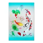 รูปปลาคราฟ 8 ตัว ปลาคราฟมงคลกับดอกบัว รูปปลาคราฟเสริมฮวงจุ้ย รุ่งเรือง เพิ่มบารมี ภาพกรอบลอยพร้อมแขวน