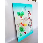 รูปปลาคราฟ 8 ตัว ปลาคราฟมงคลกับดอกบัว รูปปลาคราฟเสริมฮวงจุ้ย รุ่งเรือง เพิ่มบารมี ภาพกรอบลอยพร้อมแขวน