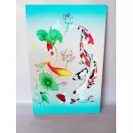 รูปปลาคราฟ 8 ตัว ปลาคราฟมงคลกับดอกบัว รูปปลาคราฟเสริมฮวงจุ้ย รุ่งเรือง เพิ่มบารมี ภาพกรอบลอยพร้อมแขวน