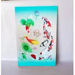 รูปปลาคราฟ 8 ตัว ปลาคราฟมงคลกับดอกบัว รูปปลาคราฟเสริมฮวงจุ้ย รุ่งเรือง เพิ่มบารมี ภาพกรอบลอยพร้อมแขวน