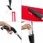 Spray Mop ไม้ม็อบ + กระบอกฉีดน้ำในตัว + ถังซักและรีดแห้ง พร้อมผ้าไมโครไฟเบอร์ (สีแดง) 2 ผืน