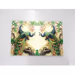 รูปนกยูง 2 คู่มงคล คู่กับดอกไม้ นกยูงเสริมฮวงจุ้ย เรียกทรัพย์ เรียกเงินทอง เพิ่มบารมี ภาพกรอบลอยพร้อมแขวน