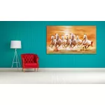 รูปม้ามงคล 7 ตัวพุ่งทยานสู่ความสำเร็จ รูปม้ามงคลติดผนัง รูปม้าเสริมฮวงจุ้ย เรียกทรัพย์ เพิ่มบารมี ภาพกรอบลอยพร้อมแขวน