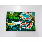 รูปปลาคราฟมงคล 9 ตัวว่ายคู่ดอกบัว รูปปลาคราฟเสริมฮวงจุ้ย รุ่งเรือง เพิ่มบารมี ภาพกรอบลอยพร้อมแขวน