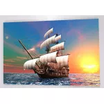 รูปเรือสำเภาปรับฮวงจุ้ย เรือสำเภาเรียกทรัพย์ เสริมบารมี ภาพกรอบลอยพร้อมแขวน