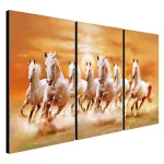 รูปม้ามงคล 7 ตัว แบบแยก 3 แฟรม ม้าพุ่งทยานสู่ความสำเร็จ รูปม้ามงคลติดผนัง รูปม้าเสริมฮวงจุ้ย เรียกทรัพย์ เพิ่มบารมี ภาพกรอบลอยพร้อมแขวน