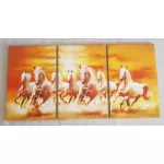 รูปม้ามงคล 7 ตัว แบบแยก 3 แฟรม ม้าพุ่งทยานสู่ความสำเร็จ รูปม้ามงคลติดผนัง รูปม้าเสริมฮวงจุ้ย เรียกทรัพย์ เพิ่มบารมี ภาพกรอบลอยพร้อมแขวน