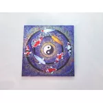 ปลาคราฟมงคล 8 ตัว รอบสัญลักษณ์หยินหยาง เสริมฮวงจุ้ย เรียกทรัพย์ เสริมบารมี ภาพกรอบลอยพร้อมแขวน