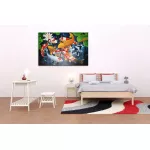 รูปปลาคราฟมงคลว่ายคู่ดอกบัว เสริมฮวงจุ้ย เพิ่มบารมี ภาพกรอบลอยพร้อมแขวน