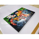 รูปปลาคราฟมงคลว่ายคู่ดอกบัว เสริมฮวงจุ้ย เพิ่มบารมี ภาพกรอบลอยพร้อมแขวน