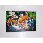 รูปปลาคราฟมงคลว่ายคู่ดอกบัว เสริมฮวงจุ้ย เพิ่มบารมี ภาพกรอบลอยพร้อมแขวน