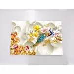 รูปนกยูงมงคล ปรับฮวงจุ้ย เรียกทรัพย์ เรียกเงินทอง เสริมบารมี ภาพกรอบลอยพร้อมแขวน มีให้เลือก 3 ขนาด S,M,L