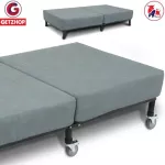 Getzhop bed, bed, steel bed, 3 types of beds, with a thick steel frame 20 cm. Not adjustable. Big wheel model OLT750-105-gray.