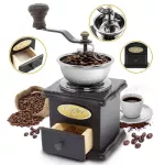 Hand -style coffee grinder, high -class stainless steel model (Black)