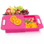 Getzhop plastic butterfly cutting board with sliced ​​compartments for drainage - (pink)