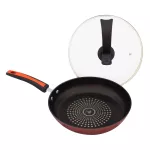 Getzhop Diamond coated pan, 30 cm, shallow bottom + PAN cover model Yiguozhijun - (Red)