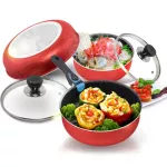 Getzhop Teflon Pot 6-piece Delicious Special Set kitchen set, JF-LO7-6 (Red)