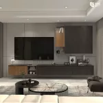 ชั้นวางทีวีรุ่น BROOKE หน้าบานสีลายหินอ่อนดำ SAN BENITO หรูหรา มีระดับ เคลือบเมลามีนเนื้อมันเงาทั้งชุด ติดตั้งได้ทั้งแบบชั้นวางทีวีแขวนลอยหรือวางพื้น มีให้เลือกหลายขนาด