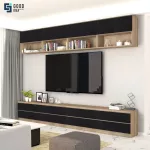 ชั้นวางทีวี รุ่น Bella ชั้นวางทีวีเสมือนบิ้วอิน สามารถเลือกติดตั้งได้ทั้งแบบเขวนลอยติดผนัง หรือวางบนพื้น ขนาด 2.4 เมตร มีให้เลือก 3 สี ขาว ลายไม้ เทาลายผ้า