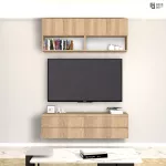 ชั้นวางทีวี รุ่น Bella ตู้วางทีวี ชั้นวางทีวีติดผนัง ชั้นวางทีวีเสมือนบิ้วอิน ขนาด 1.6 เมตร