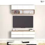 ชั้นวางทีวี รุ่น Bella ตู้วางทีวี ชั้นวางทีวีติดผนัง ชั้นวางทีวีเสมือนบิ้วอิน ขนาด 1.6 เมตร