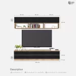 ชั้นวางทีวี รุ่น Bella ตู้วางทีวี ชั้นวางทีวีติดผนัง ชั้นวางทีวีเสมือนบิ้วอิน ขนาด 2.4 เมตร มีให้เลือก 3 สี ขาว ลายไม้ เทาลายผ้า