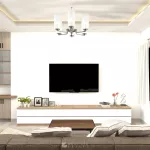 ชั้นวางทีวี รุ่น Bella ชั้นวางทีวีเสมือนบิ้วอิน สามารถเลือกติดตั้งได้ทั้งแบบเขวนลอยติดผนัง หรือวางบนพื้น ขนาด 2.4 เมตร มีให้เลือก 3 สี ขาว ลายไม้ เทาลายผ้า