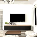 ชั้นวางทีวี รุ่น Bella ตู้วางทีวี ชั้นวางทีวีติดผนัง ชั้นวางทีวีเสมือนบิ้วอิน ขนาด 2.4 เมตร มีให้เลือก 3 สี ขาว ลายไม้ เทาลายผ้า