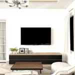 ชั้นวางทีวี รุ่น Bella ตู้วางทีวี ชั้นวางทีวีติดผนัง ชั้นวางทีวีเสมือนบิ้วอิน ขนาด 2.4 เมตร มีให้เลือก 3 สี ขาว ลายไม้ เทาลายผ้า