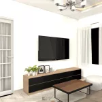 ชั้นวางทีวี รุ่น Bella ตู้วางทีวี ชั้นวางทีวีติดผนัง ชั้นวางทีวีเสมือนบิ้วอิน ขนาด 2.4 เมตร มีให้เลือก 3 สี ขาว ลายไม้ เทาลายผ้า