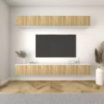 ชั้นวางทีวีแบบแขวนลอย รุ่น NANA สีลายไม้ เคลือบเมลามีนเนื้อมันเงาเรียบหรูมีระดับ