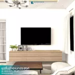 ชั้นวางทีวี รุ่น Bella ตู้วางทีวี ชั้นวางทีวีติดผนัง ชั้นวางทีวีเสมือนบิ้วอิน ขนาด 2.4 เมตร มีให้เลือก 3 สี ขาว ลายไม้ เทาลายผ้า