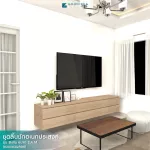 ชั้นวางทีวี รุ่น Bella ตู้วางทีวี ชั้นวางทีวีติดผนัง ชั้นวางทีวีเสมือนบิ้วอิน ขนาด 2.4 เมตร มีให้เลือก 3 สี ขาว ลายไม้ เทาลายผ้า