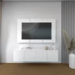 ชั้นวางทีวีแบบแขวนลอย รุ่น NADIA สีขาว เคลือบเมลามีนเนื้อมันเงาเรียบหรูมีระดับ