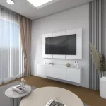 ชั้นวางทีวีแบบแขวนลอย รุ่น NADIA สีขาว เคลือบเมลามีนเนื้อมันเงาเรียบหรูมีระดับ