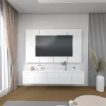 ชั้นวางทีวีแบบแขวนลอย รุ่น NADIA สีขาว เคลือบเมลามีนเนื้อมันเงาเรียบหรูมีระดับ