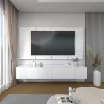 ชั้นวางทีวีแบบแขวนลอย รุ่น NADIA สีขาว เคลือบเมลามีนเนื้อมันเงาเรียบหรูมีระดับ